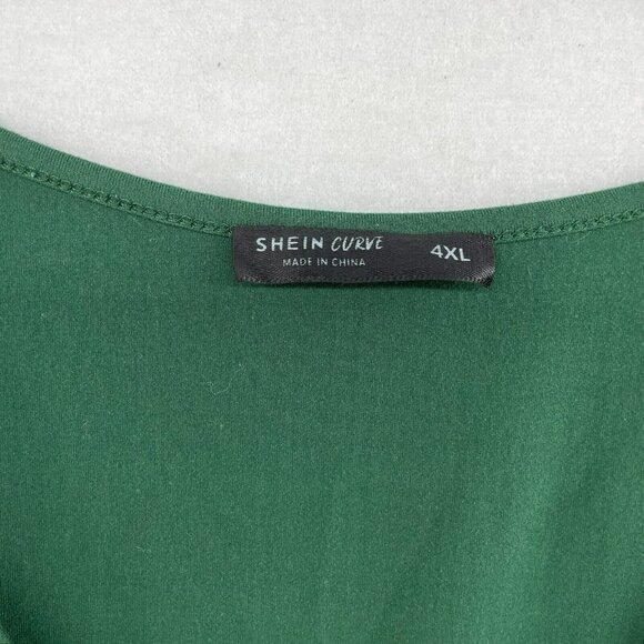 Shein Dress Sz 4XL Maxi Green Black Skirt Colorful Tropical Palm Print Stretch - Picture 10 of 11